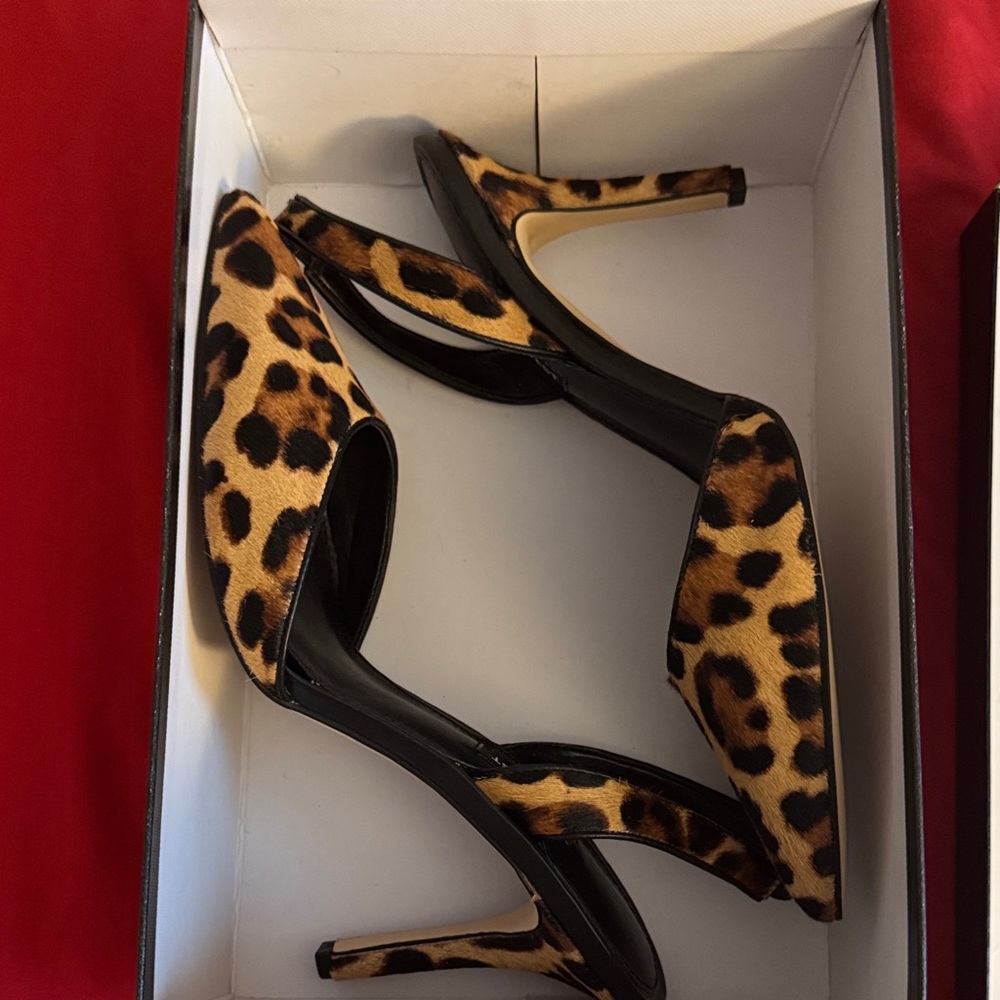 Nine West Black and Brown Leopard Heels - Picture 2 of 4